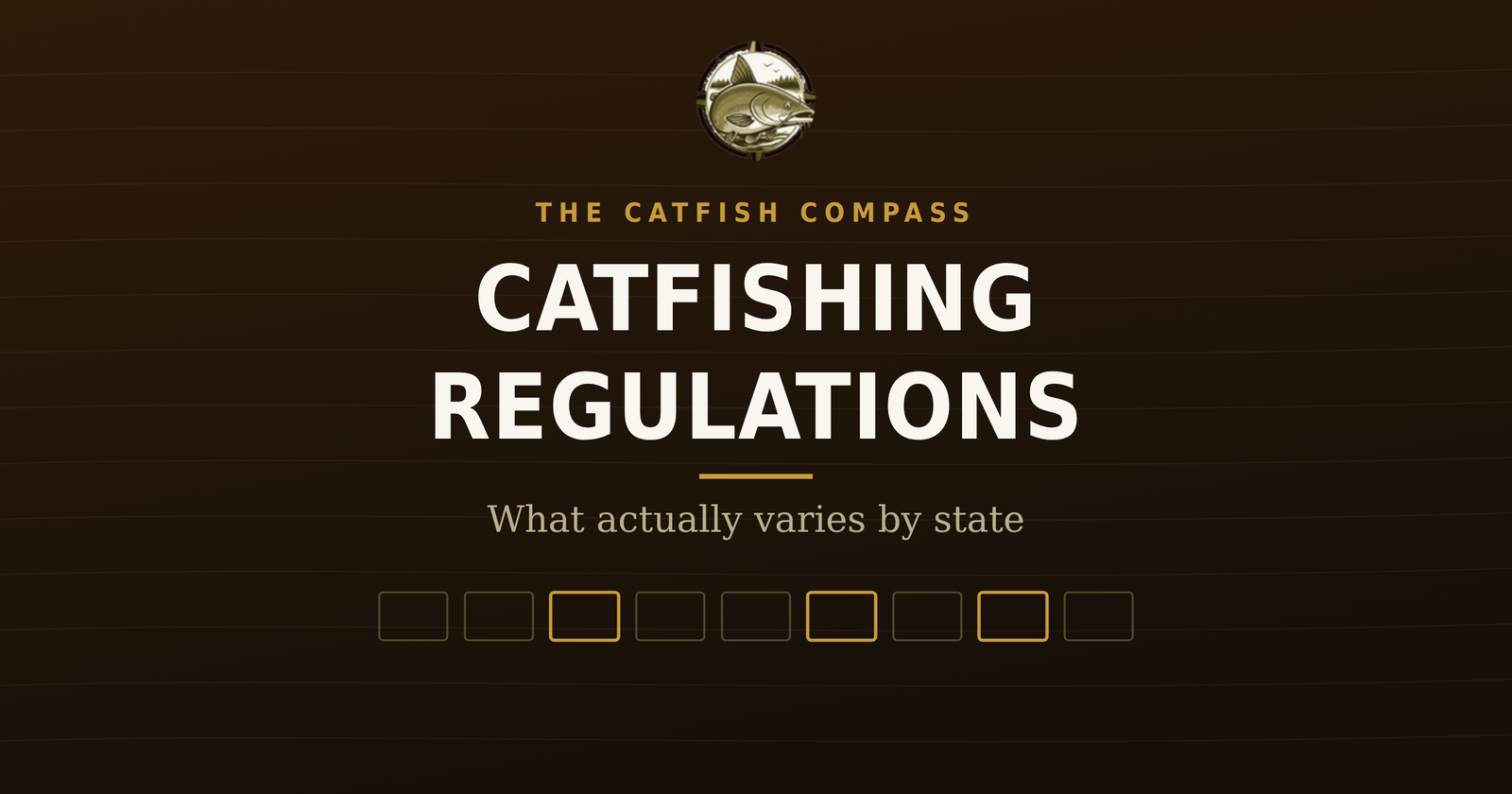 The Catfish Compass title card for catfishing regulations, what varies by state