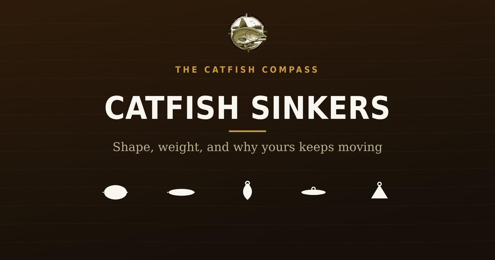 The Catfish Compass title card for catfish sinkers, shape weight and why yours keeps moving